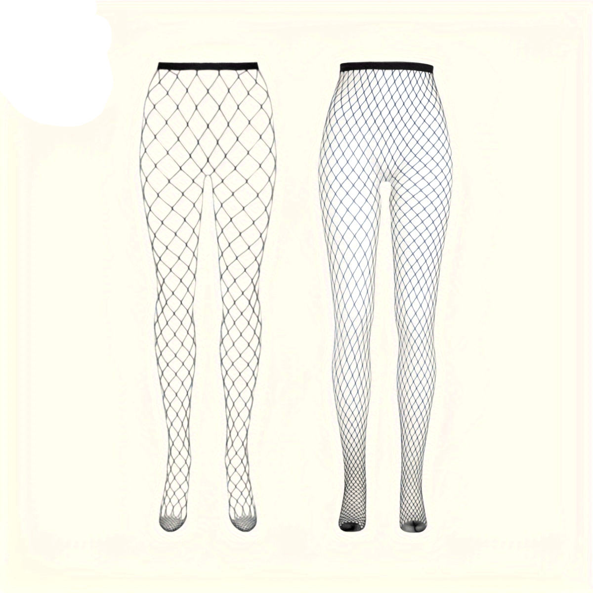 High-Waisted Plus Size Fishnet Tights – 2 Pairs Stretchy Lace Hollow Knit Design Ideal for Cosplay, Parties, or Flirty Street Style