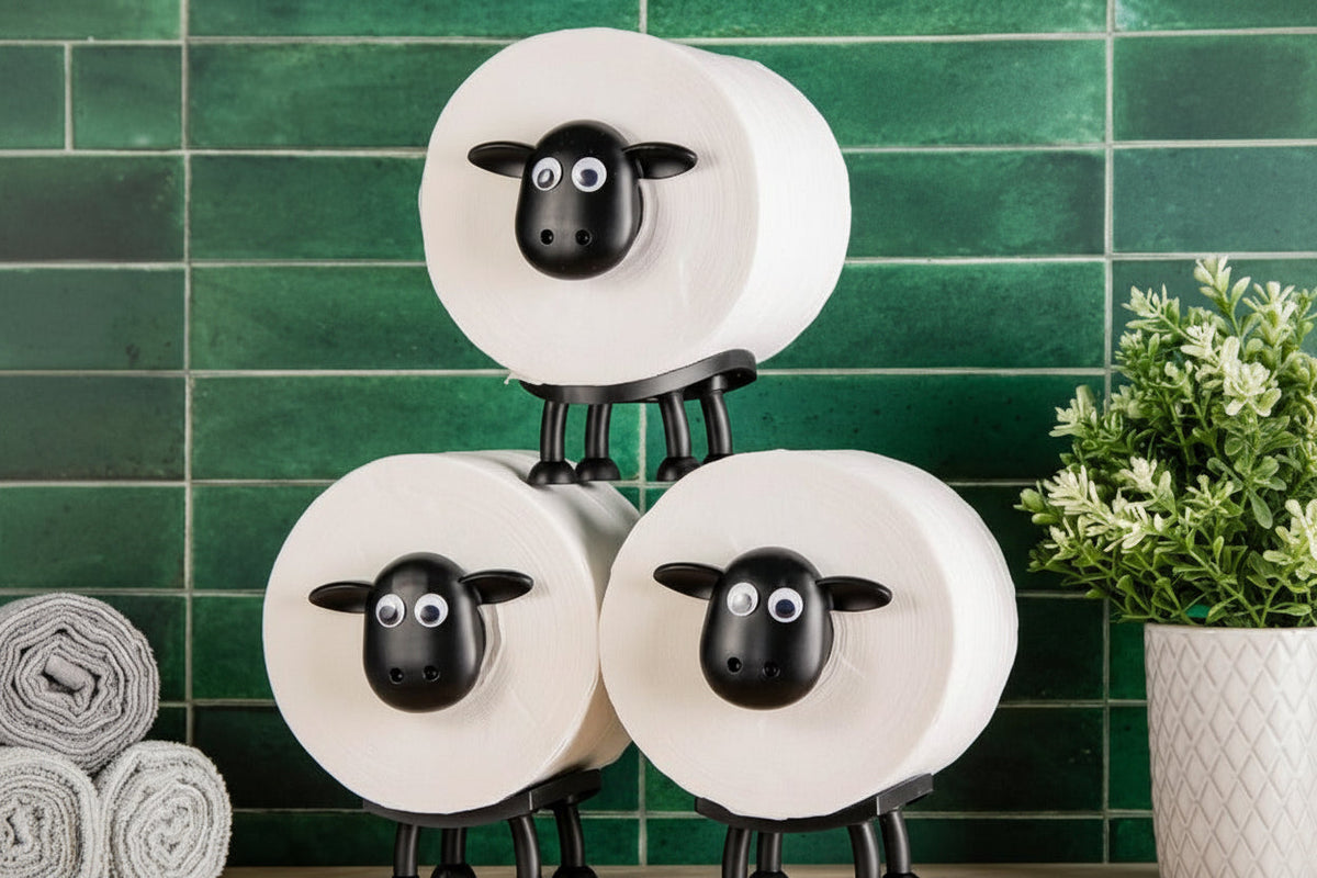 Cute Sheep Shaped Tissue Holder - Self Standing, Durable Plastic, Perfect for Bathroom Use. The Bathroom Tissue Holder Is Perfect for Organizing Tissue Rolls And Adding Cute Decorations