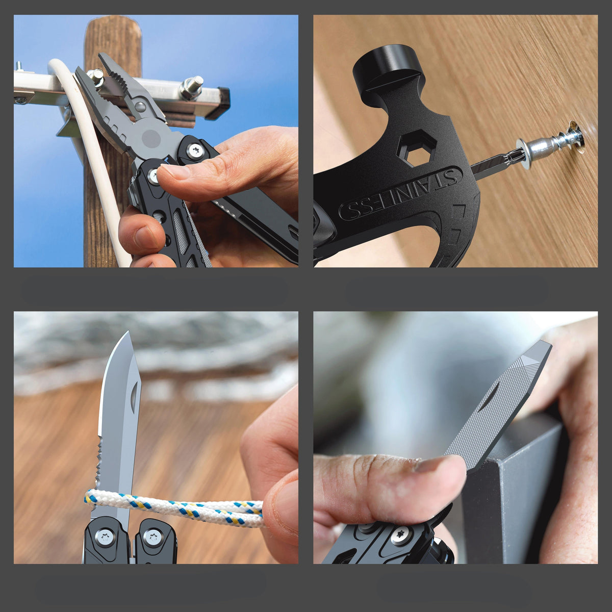 Stainless Steel Multitool Hammer – 14-in-1 Rush Deer Tool with Pliers, Opener & Screwdrivers for Camping, Hiking & Dad Gifts