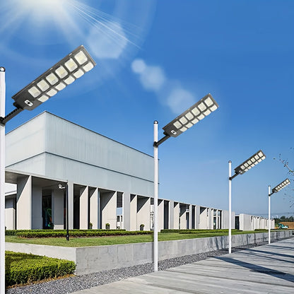 504-LED Solar Motion Sensor Light – Remote Control, 3 Lighting Modes + SOS Flash, Fold-Out Wall Bracket, Cool White