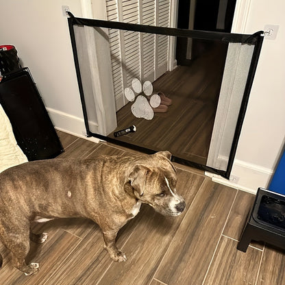 Portable Folding Pet Safety Gate – Durable Mesh Barrier for Dogs and Puppies, Easy Installation, Compact Storage, and Space-Saving Design
