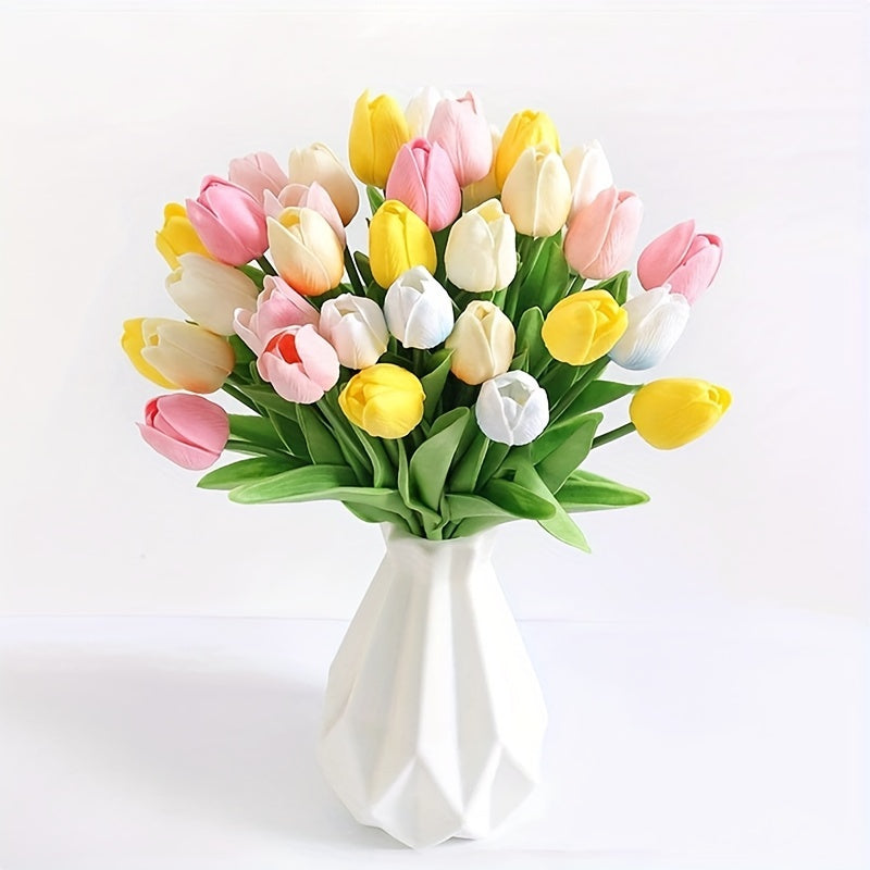 Artificial Tulip Set – 15-Piece Realistic Faux Flowers for Weddings, Home Décor, Parties, and Table Arrangements, Long-Lasting Beauty
