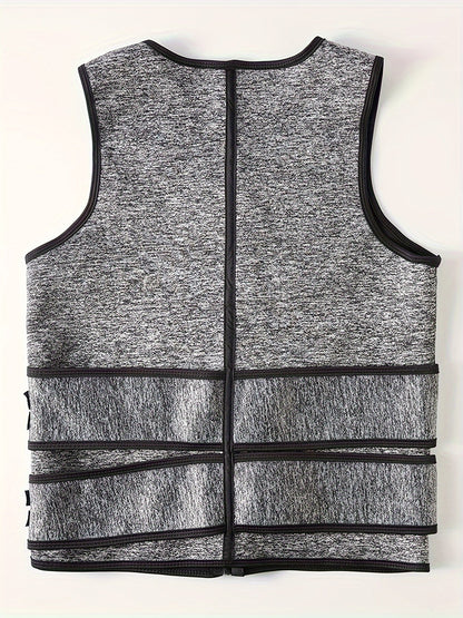Men’s Slimming Body Shaper Vest – Dual Waist Trimmer with Zipper, Neoprene-Nylon Blend for Fitness & Tummy Control