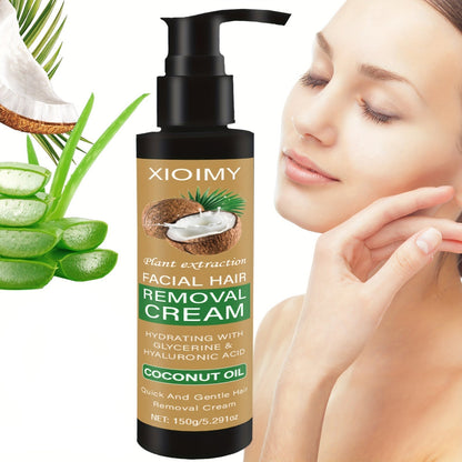 Painless Coconut Hair Removal Cream – 5-Minute Removal, Gentle, Non-Irritating Formula for Legs, Lips, Armpits, Bikini & More