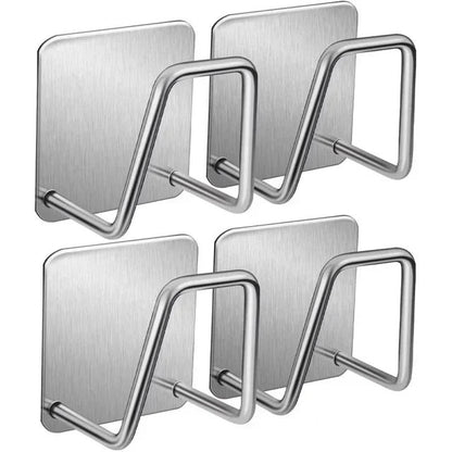 Self-Adhesive Kitchen Sponge Rack – Stainless Steel Sink Organizer with Drain Design, Wall-Mounted Holder for Sponges and Scrubbers, Space-Saving Kitchen Sink Accessories