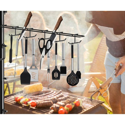 Outdoor BBQ Accessories Caddy Storage Rack - 5-in-1  Camper Must Have Grill Utensil Holder, Kitchen Storage Tool