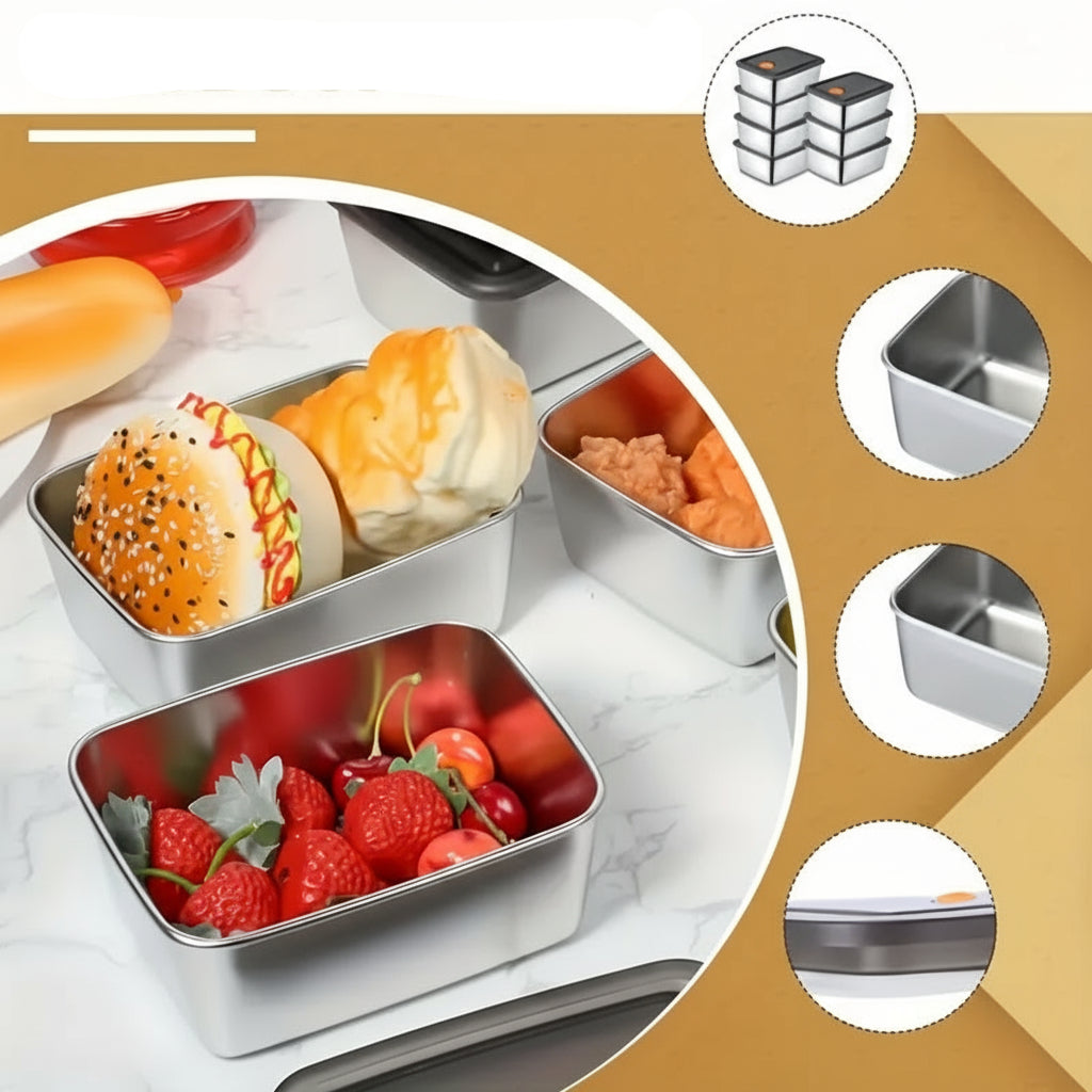 Stainless Steel Airtight Food Containers – Leakproof Lunch Boxes for Meal Prep, Fruits, Snacks & Office Storage