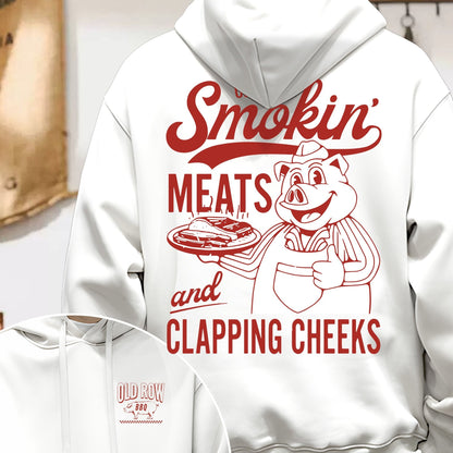 Old Row Smokin’ Meats Graphic Hoodie – Double-Sided Printed Cotton Sweatshirt for Relaxed Fall & Winter Style
