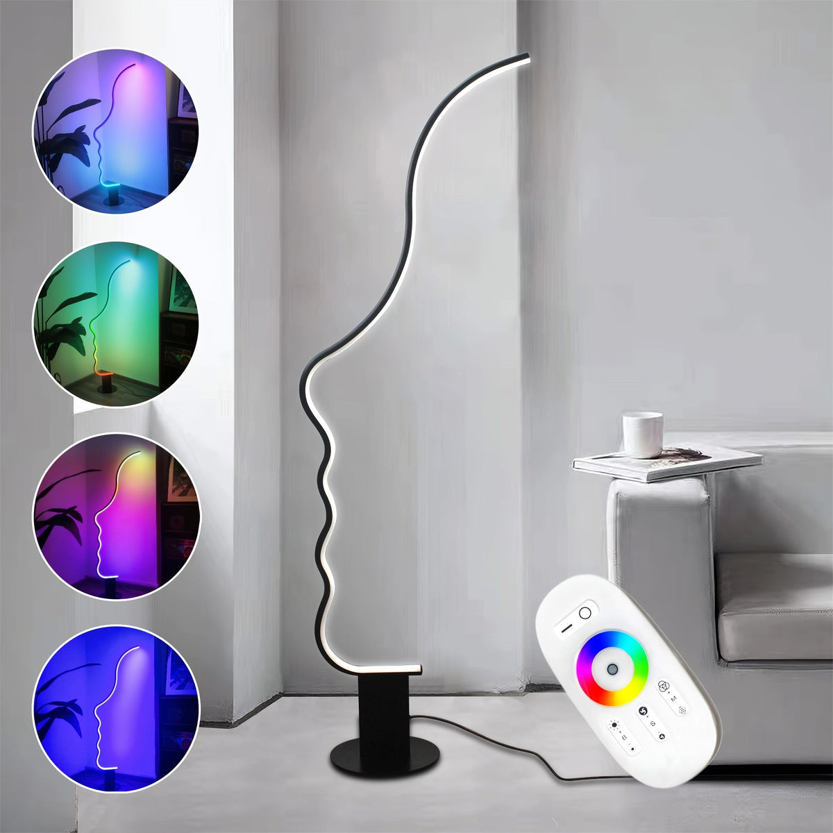 RGB Modern Face Floor Lamp – Color-Changing LED Standing Light with 56 Modes for Bedroom, Gaming Room, and Creative Home Décor