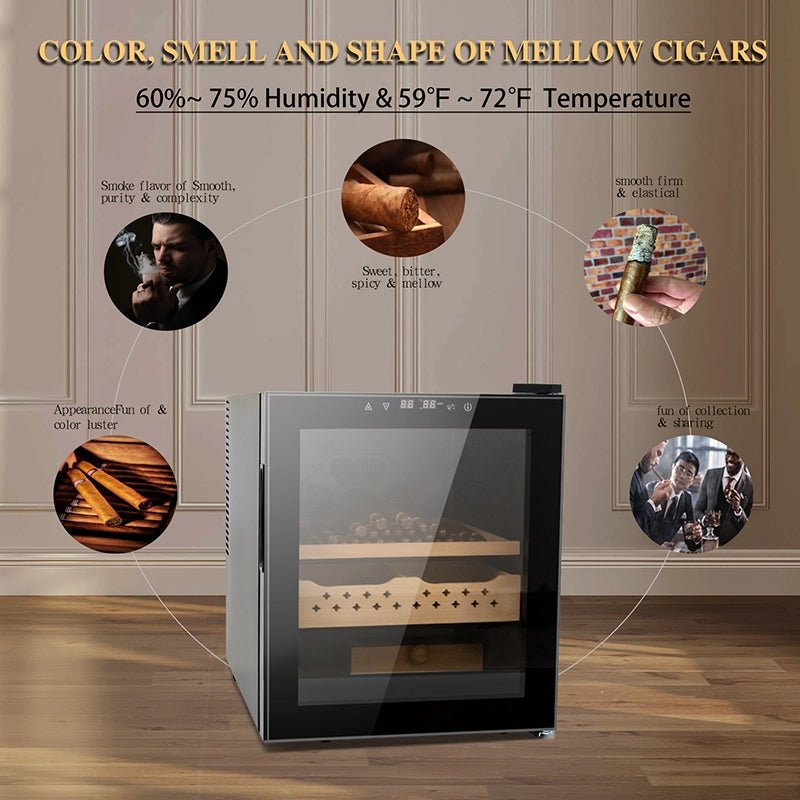 Cigar Humidors with 3-IN-1 Cooling - Heating & Humidity Control, 250 Counts Capacity Cigar Humidor Humidifiers with Constant Temperature Controller (50L)