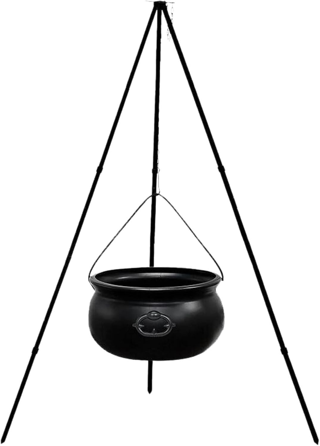 Large Witch Cauldron Halloween Decoration - With Tripod Stand, Black Candy Bowl, Lights for Outdoor Hocus Pocus Party Decor