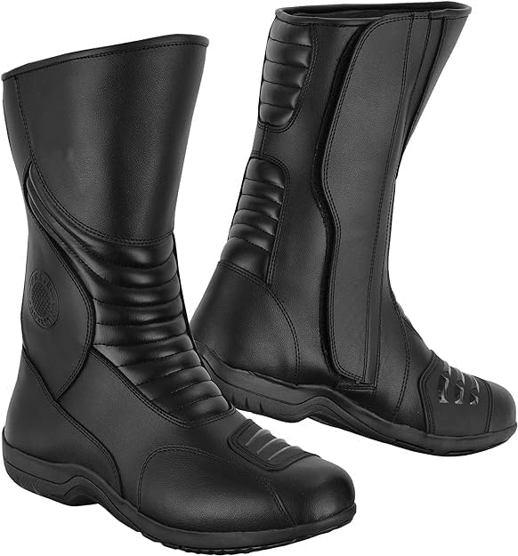 Men’s Classic Motocross Motorcycle Boots – Waterproof Touring Footwear with Reinforced Heel and Toe for Rugged Ride Comfort & Style