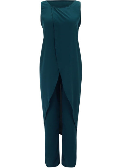 Casual Two-Piece Women’s Set – Sleeveless Round-Neck Top with Loose Pants for Chic 2023 Elegant Lady Summer Outfit Look