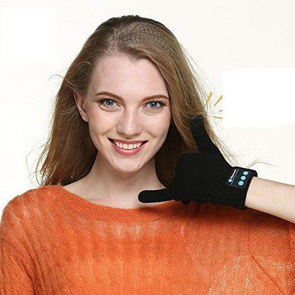Smart Bluetooth Touchscreen Gloves – Wireless Bluetooth-Compatible Speaker Gloves with Warm Fabric, Outdoor Winter Smart Gloves for Calling, Music, and Touchscreen Use