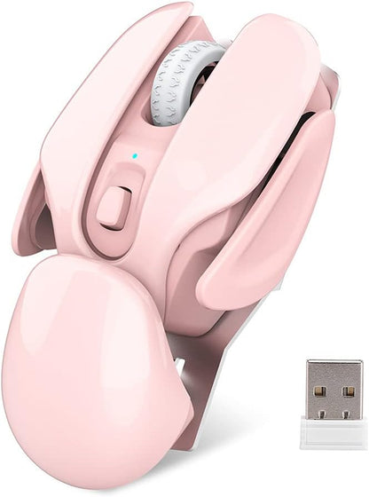 Ergonomic Wireless RGB Mouse – 4-Key Optical Mute Mouse with 1600 DPI for Work, Gaming, or Stylish Unisex Gift
