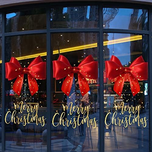 Christmas Window Sticker – 45×60 cm Electrostatic Bow & Bell Glass Decal for Holiday Parties, Festive Scenes & Seasonal Home Atmosphere