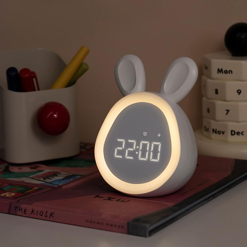 Rabbit Digital Alarm Clock – LED Night Light & Intelligent Wake-Up for Kids