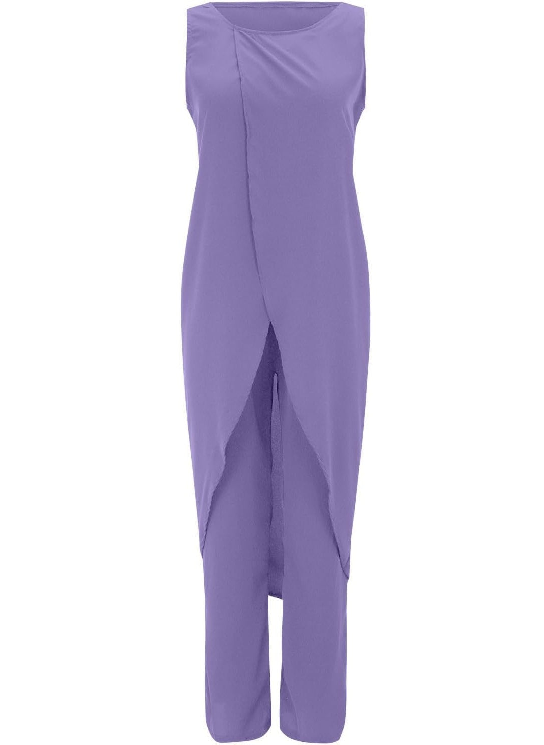 Casual Two-Piece Women’s Set – Sleeveless Round-Neck Top with Loose Pants for Chic 2023 Elegant Lady Summer Outfit Look