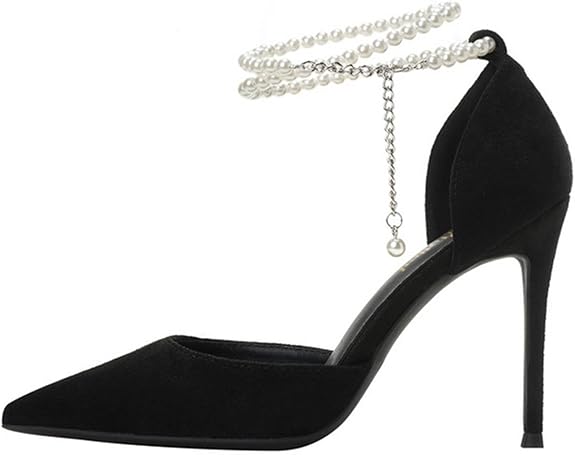Pearl Baotou Heels – Sexy Pointed-Toe Ankle Strap Pumps for Women’s Elegant Spring & Summer Fashion