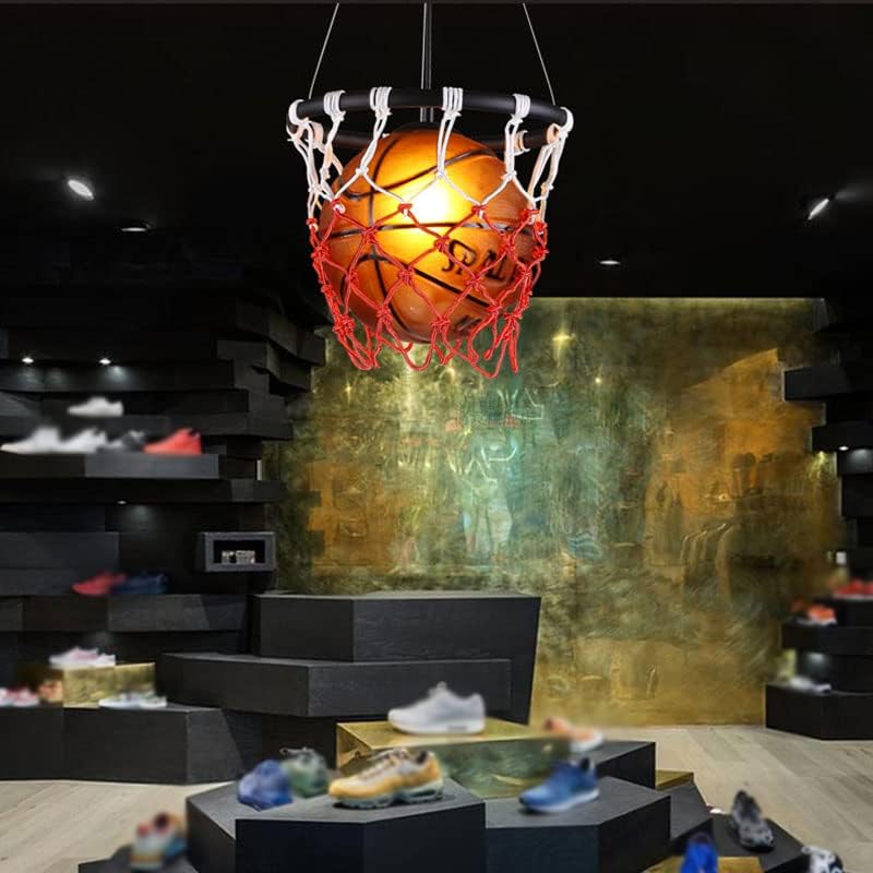 Art Deco Basketball Net Pendant Light – Matte Metal Chandelier Perfect for Game Room, Sports Bar, and Modern Home Lighting Décor