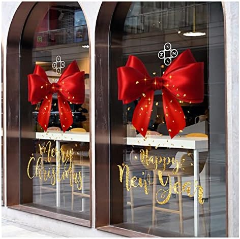 Christmas Window Sticker – 45×60 cm Electrostatic Bow & Bell Glass Decal for Holiday Parties, Festive Scenes & Seasonal Home Atmosphere