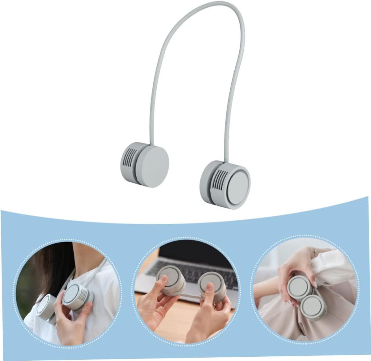 Portable Foldable Neck Fan – Rechargeable 1600mAh Mini USB Cooling Fan with Silent Operation for Sports and Outdoor Use