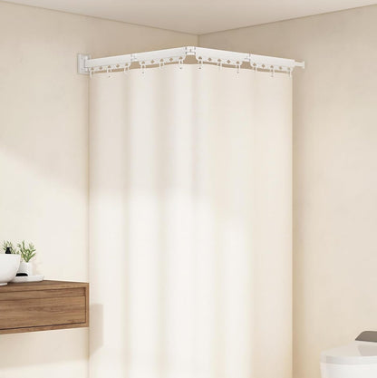 Drill-Free Foldable Shower Curtain Rod – Waterproof, Mildew-Proof Divider & Retractable Clothes Drying Rack for Bathroom & Balcony