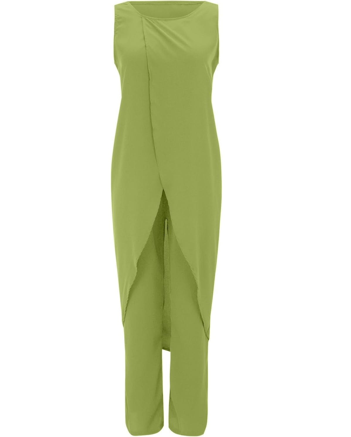 Casual Two-Piece Women’s Set – Sleeveless Round-Neck Top with Loose Pants for Chic 2023 Elegant Lady Summer Outfit Look