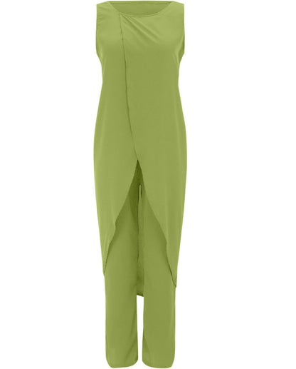 Casual Two-Piece Women’s Set – Sleeveless Round-Neck Top with Loose Pants for Chic 2023 Elegant Lady Summer Outfit Look