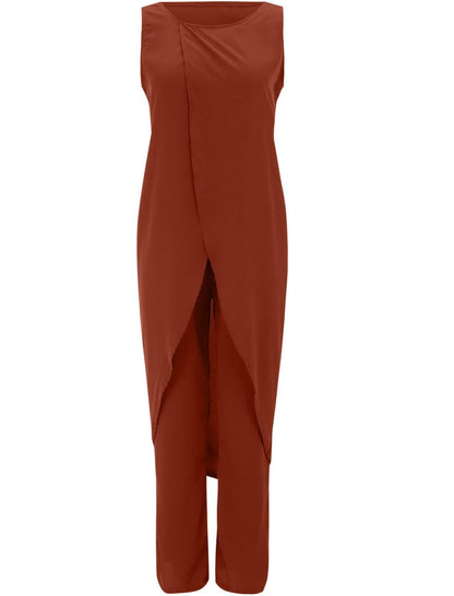Casual Two-Piece Women’s Set – Sleeveless Round-Neck Top with Loose Pants for Chic 2023 Elegant Lady Summer Outfit Look