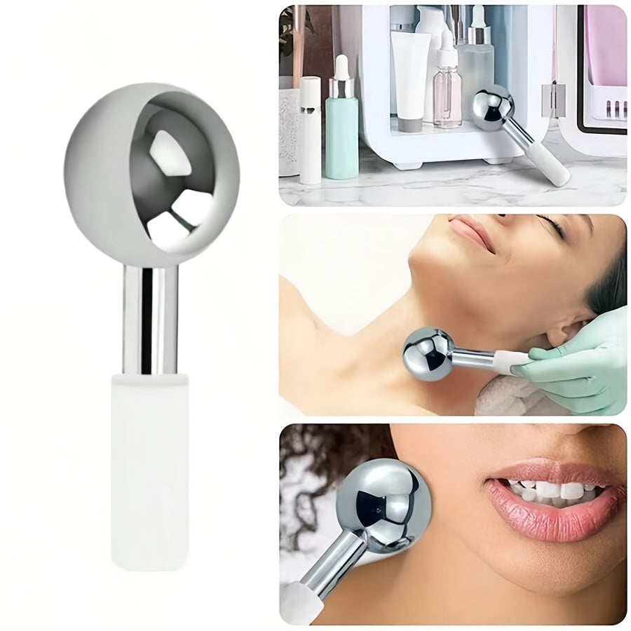 Stainless Steel Facial Ice Ball Roller – Cold Therapy Massage Tool for Tightening, Puffiness Reduction, Blood Circulation, and Soothing Facial Rejuvenation at Home