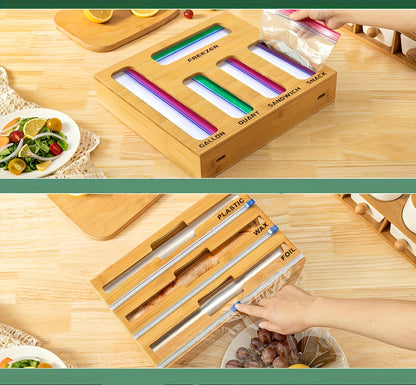 Bag Sealer Organizer – 9-in-1  Kitchen Drawer Storage Box for Ziplock Bags, Cling Film & Food Bag Organization