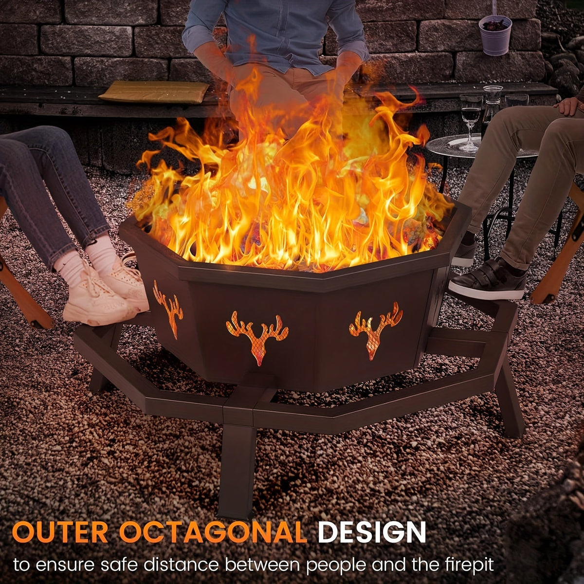 Heavy-Duty Octagonal Fire Pit – Backyard and Camping Ready Outdoor Heating with Durable Construction for Warm, Cozy Gatherings Anywhere