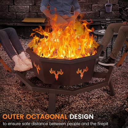 Heavy-Duty Octagonal Fire Pit – Backyard and Camping Ready Outdoor Heating with Durable Construction for Warm, Cozy Gatherings Anywhere