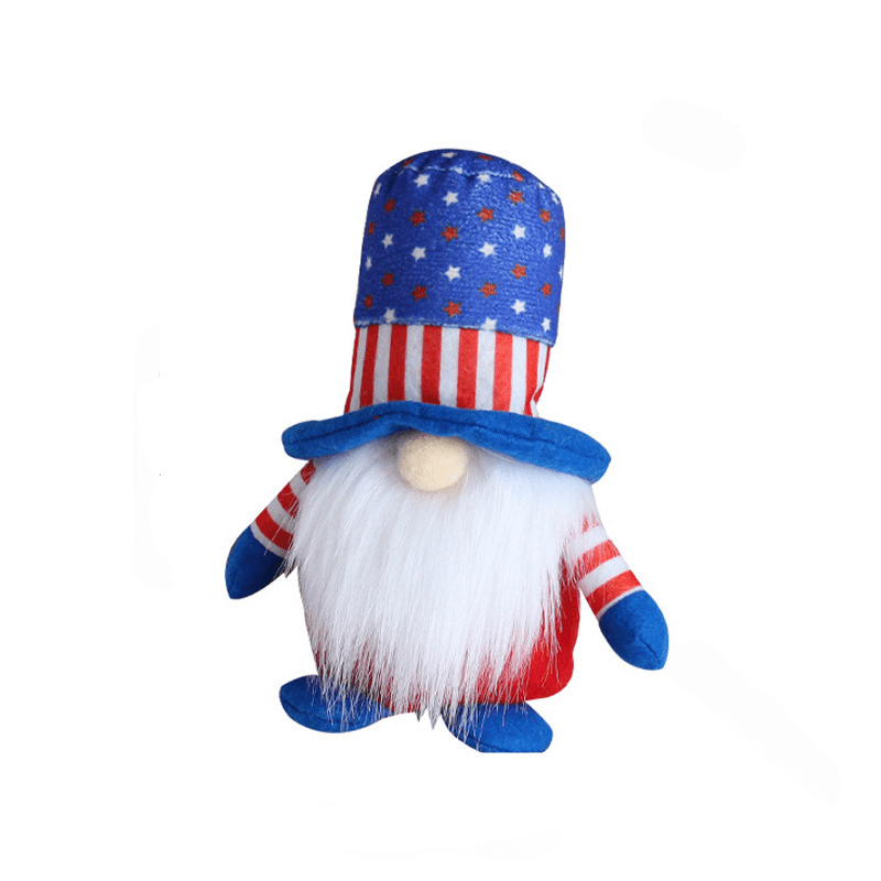 Patriotic Independence Day Gnome Plush Doll – Stars and Stripes Decorative Dwarf for 4th of July Home Displays