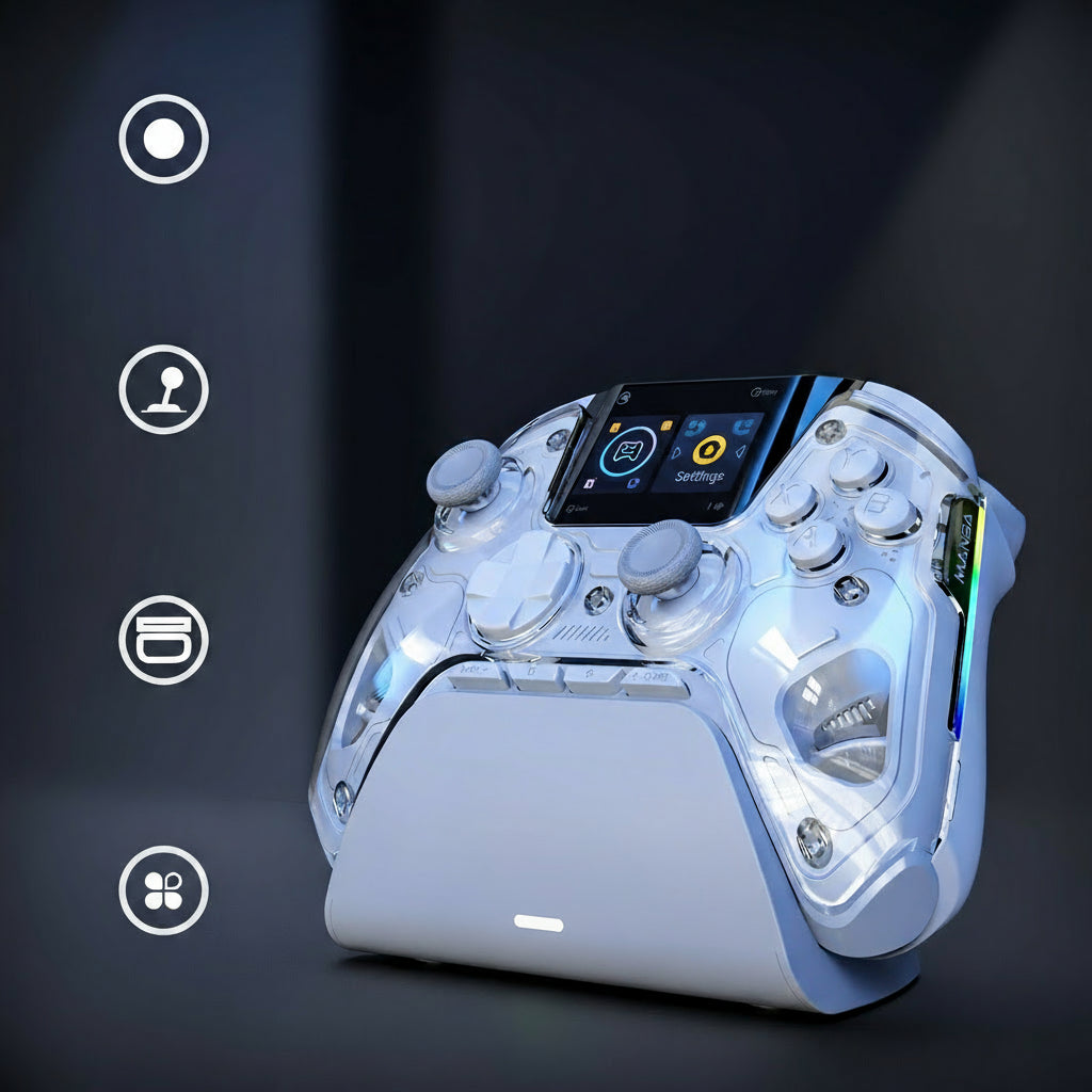 V2 Interactive Wireless Gaming Controller – No-Drift Hall Effect Joystick, RGB Lighting & Charging Dock for iOS, PC & Switch