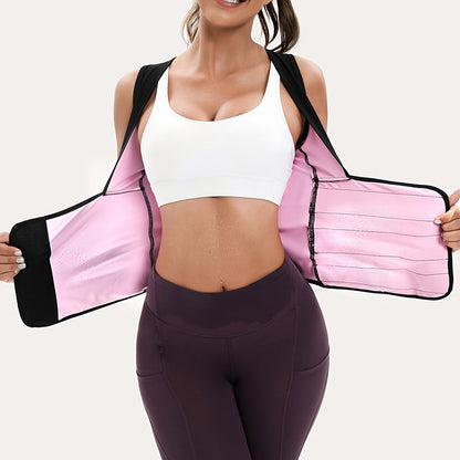 Women’s Sauna Shapewear Suit – Waist-Cinching Fitness Jacket with PU Coating, Anti-Sagging Chest Support, Yoga Vest, and Abdominal Control Design