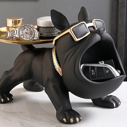 Majestic Bulldog Statue Storage Decor – Creative Big Mouth Resin Organizer for Living Room, Desktop Accent Sculpture, Unique Home Decor Gift for Christmas, Halloween, and New Year