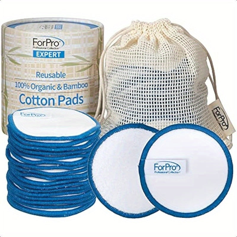 Reusable Cotton Rounds – 20-Pack Organic Bamboo Makeup Remover Pads with Storage Container & Laundry Bag for Eco Beauty Routines