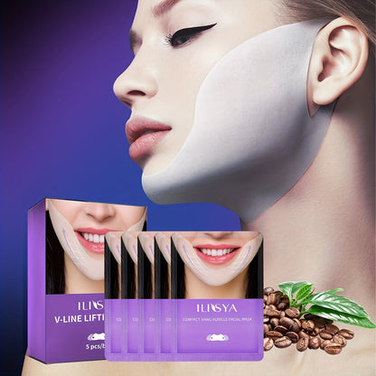 V-Line Lifting Masks with Ear Loops – 5pcs Masks with Hyaluronic Acid & Plant Extracts for Firming, Sculpting & Moisturizing Youthful Skin