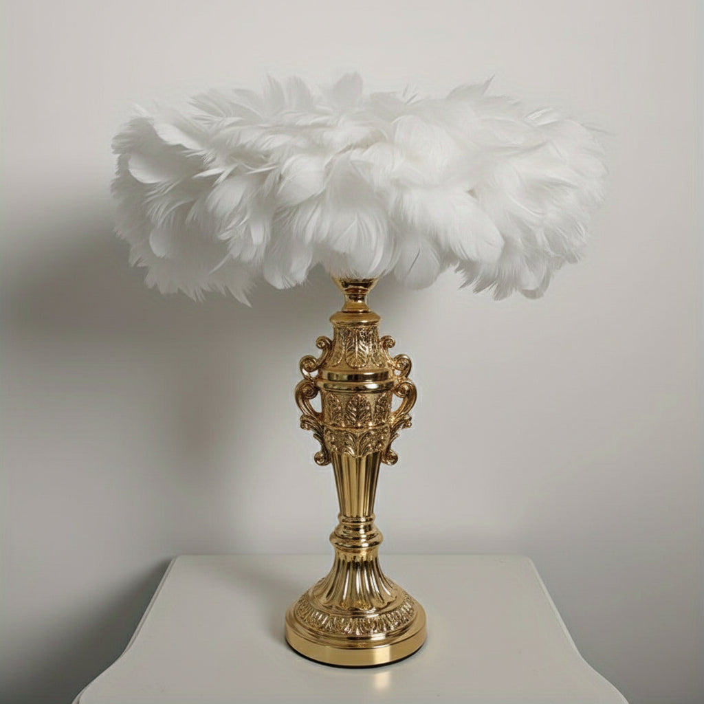 White Feather Hemisphere Lampshade – 40cm Handmade Faux Feather Shade for Pendant Lights, Chandeliers, Floor Lamps & Modern Bedroom or Living Room Decor