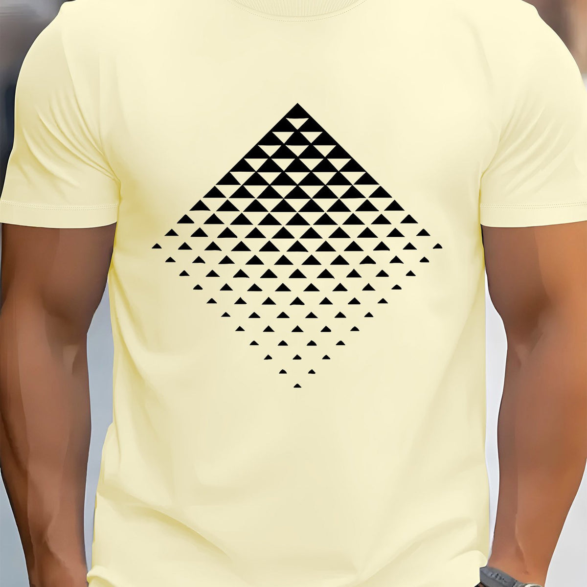 Men’s Black Mosaic Sports T-Shirt – Breathable Short Sleeve Tee for Comfortable Summer Fitness and Casual Wear
