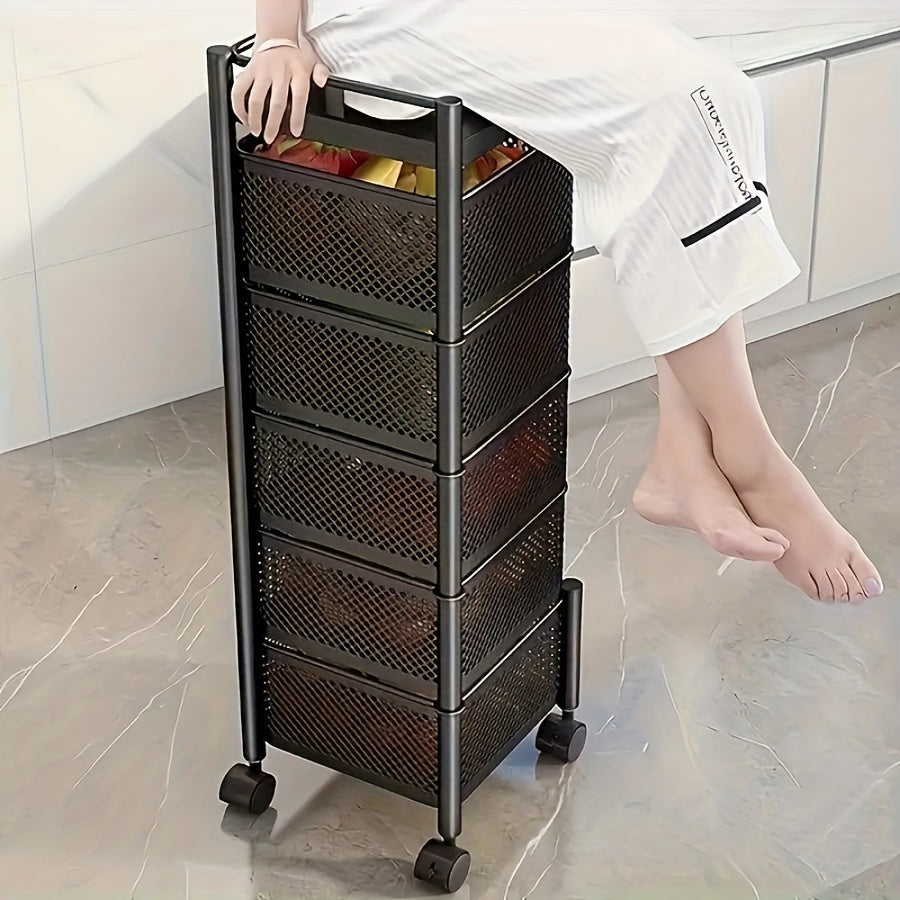 Rotating Kitchen Storage Tower – Multi-Tiered Organizer with Swivel Design for Spices, Snacks, or Beauty Products Anywhere