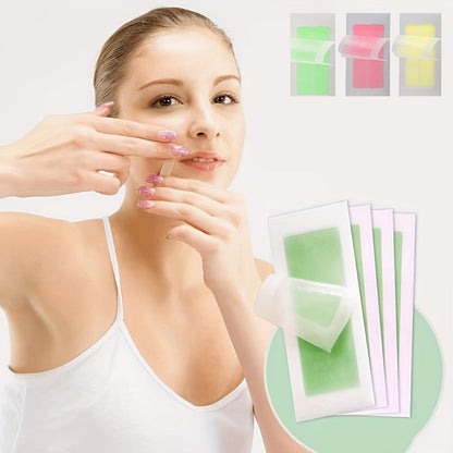 Face Wax Strips – 20 Ready-to-Use Hair Removal Strips for Upper Lip, Chin & Brows in Aloe Vera, Rose or Lemon