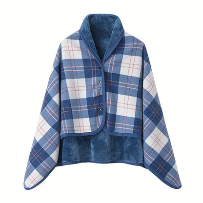 Cozy Checkered Knit Blanket – Double-Layer Soft Polyester Throw for Office Naps, Winter Warmth, and Stylish Home Comfort