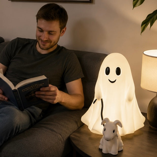 Halloween Ghost Dog Figurine – Cute Walking Dog Statue with Spooky Festival Charm, Tabletop Decoration, and Household Ornament Party Gift