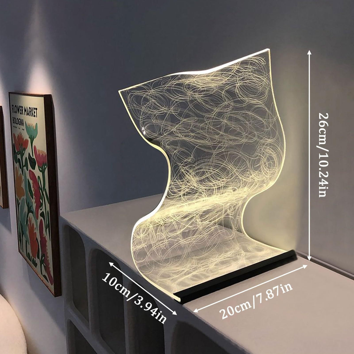 USB-Powered Modern Curved LED Desk Lamp – Futuristic Ambient Lighting with Acrylic Shade, Transparent LED Screen, Perfect for Gaming Rooms, Bedrooms, or Stylish Home Office Desks