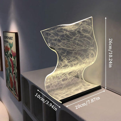 USB-Powered Modern Curved LED Desk Lamp – Futuristic Ambient Lighting with Acrylic Shade, Transparent LED Screen, Perfect for Gaming Rooms, Bedrooms, or Stylish Home Office Desks