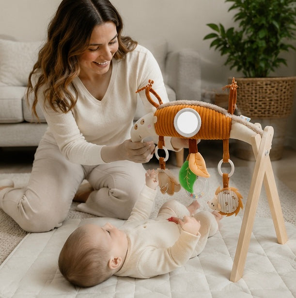 Baby Stroller Arch Toy - Plush Activity Hanging Toy with Sounds for Car Seats, Prams and Sensory Exploration