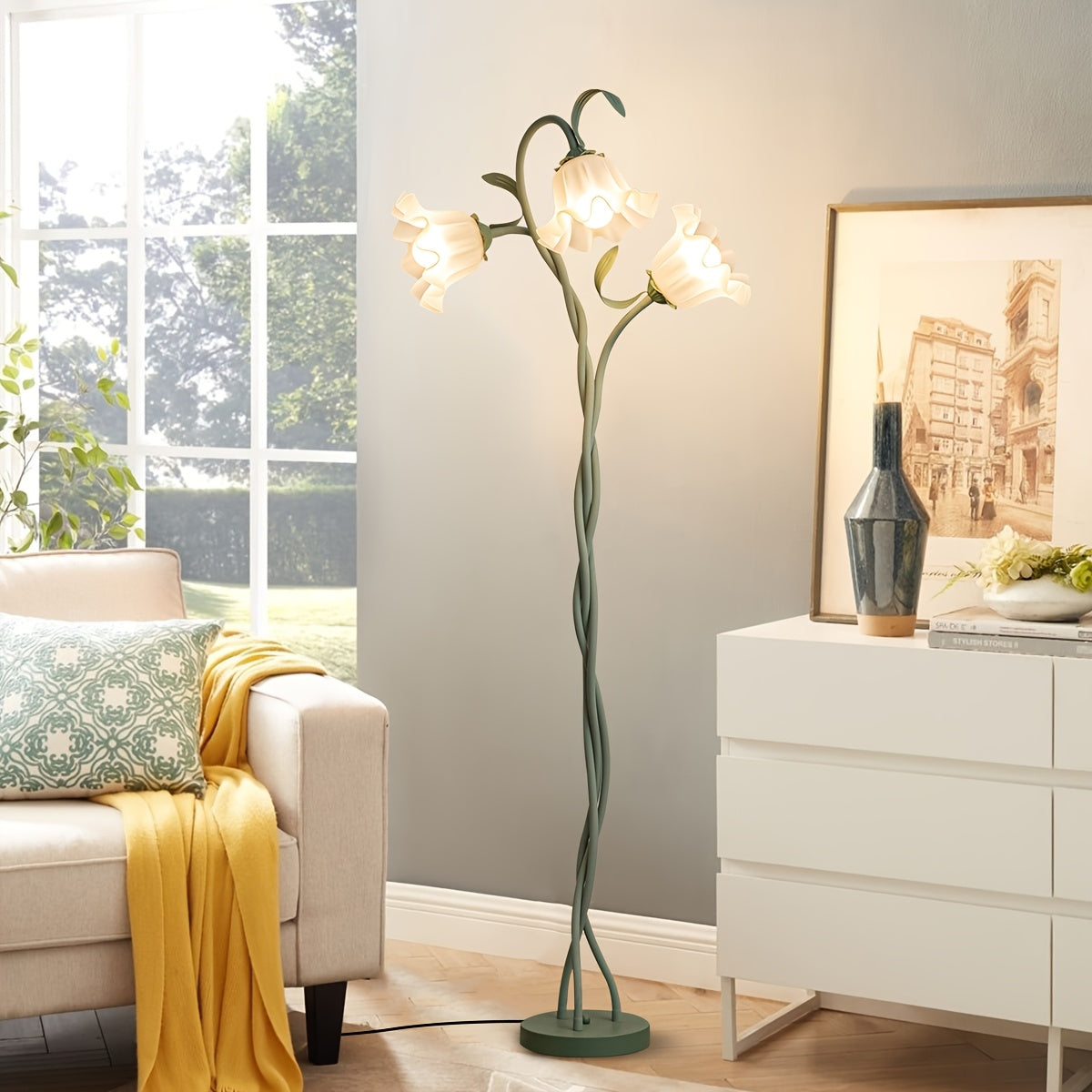 Flexible Art Deco Flower Floor Lamp – Creative Adjustable LED Lighting for Bedroom, Living Room, Office, and Unique Home Decoration